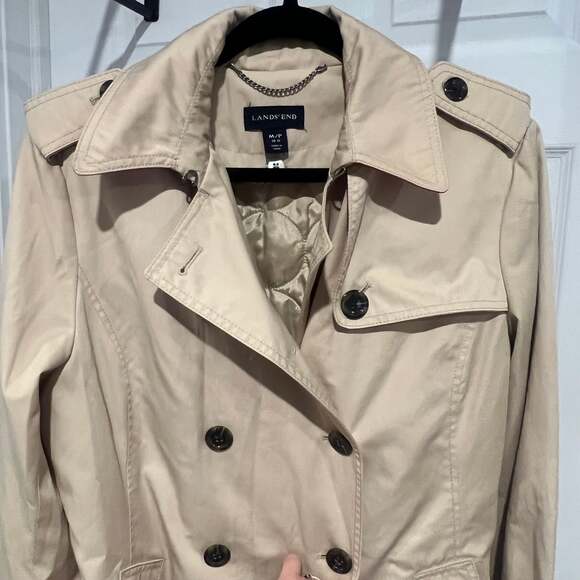 Lands' End Classic Removable Lining Trench Coat Women Size Med Tan - Picture 2 of 11